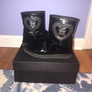Black Leather Love Moschino Boots